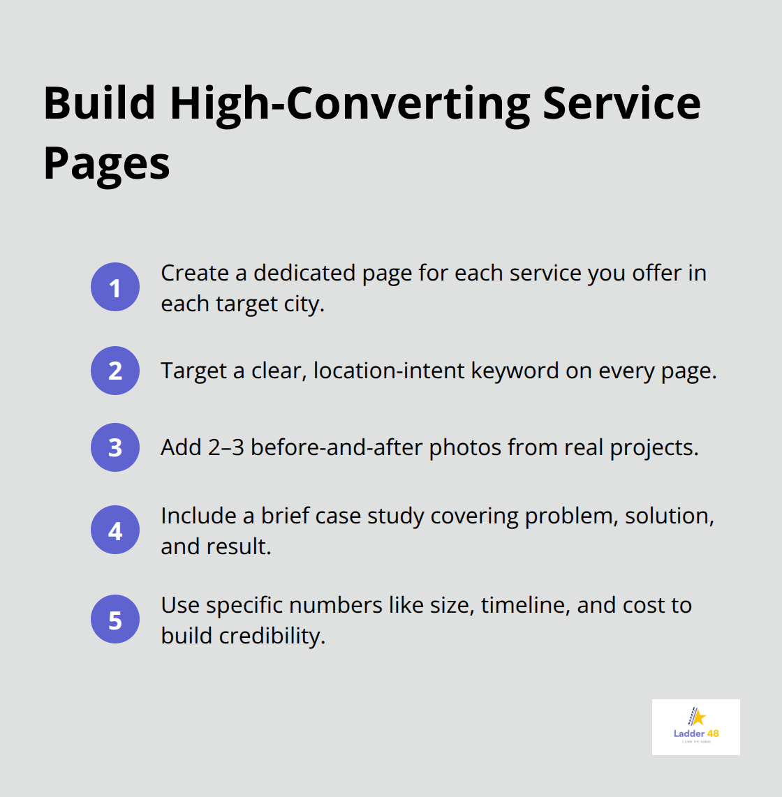 Checklist for creating service-specific concrete pages that convert - concrete company seo tips