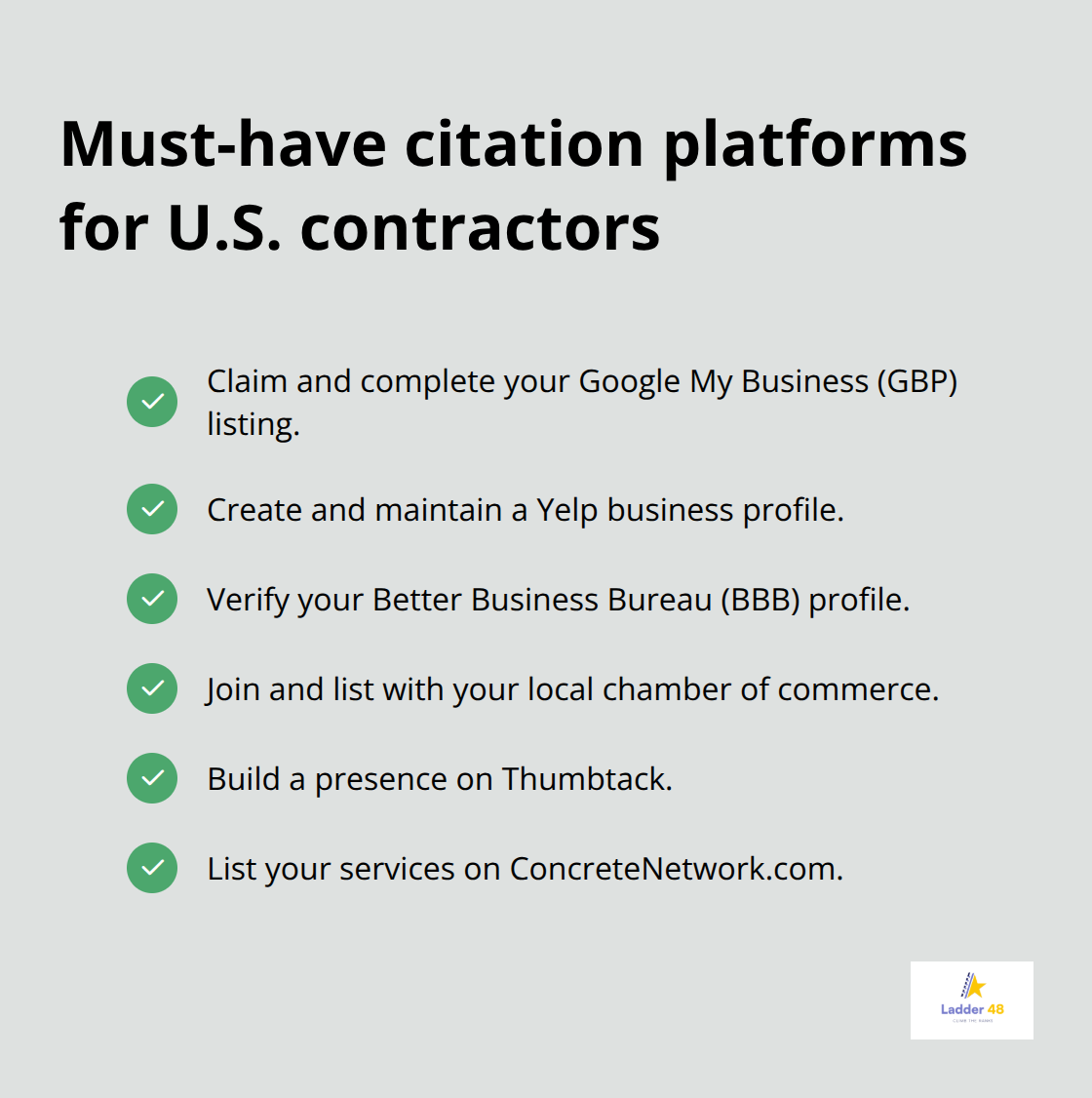 Checklist of priority citation platforms for concrete contractors. - concrete contractor seo