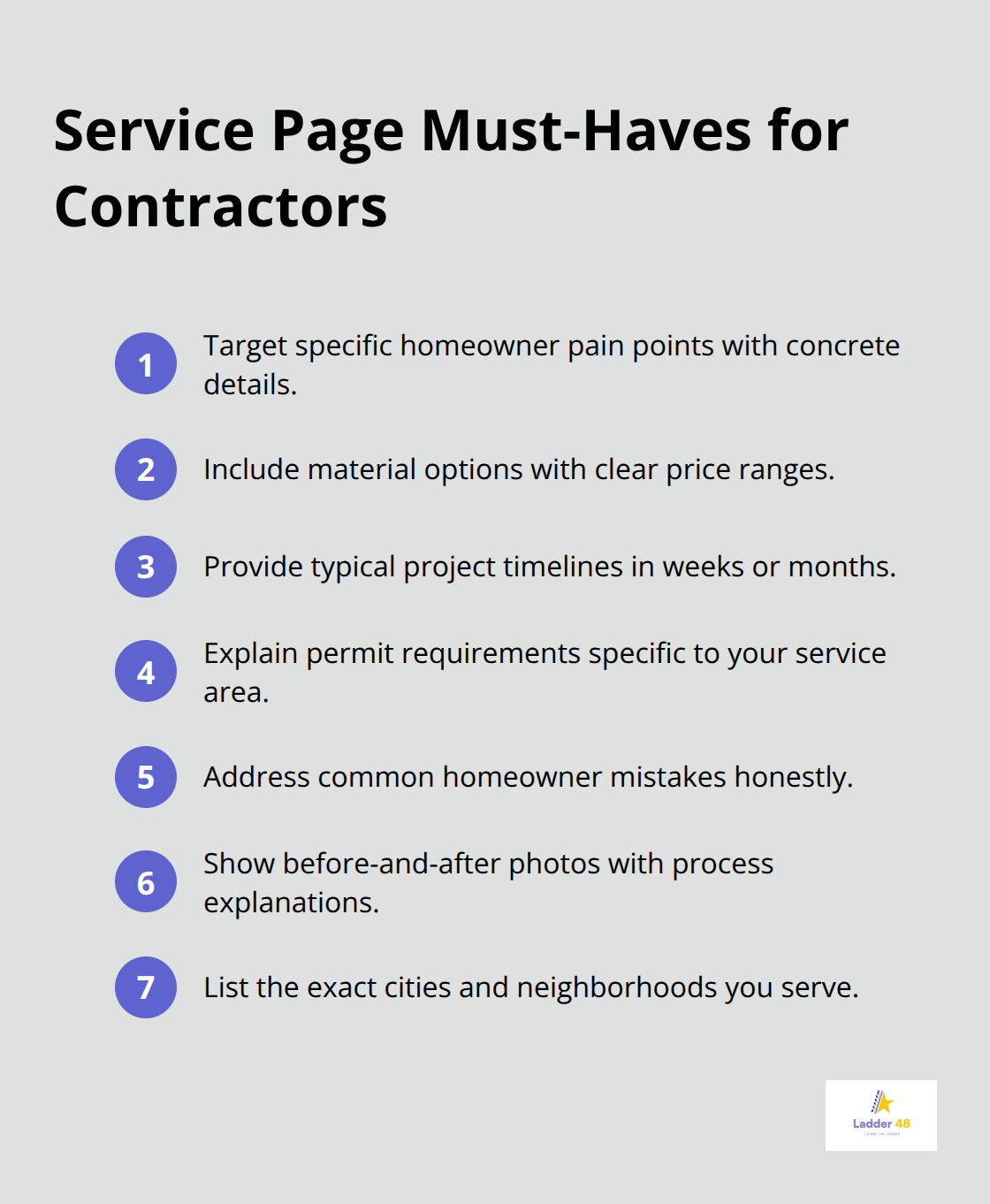 Key elements every contractor service page should include to convert local customers - content ideas for contractors