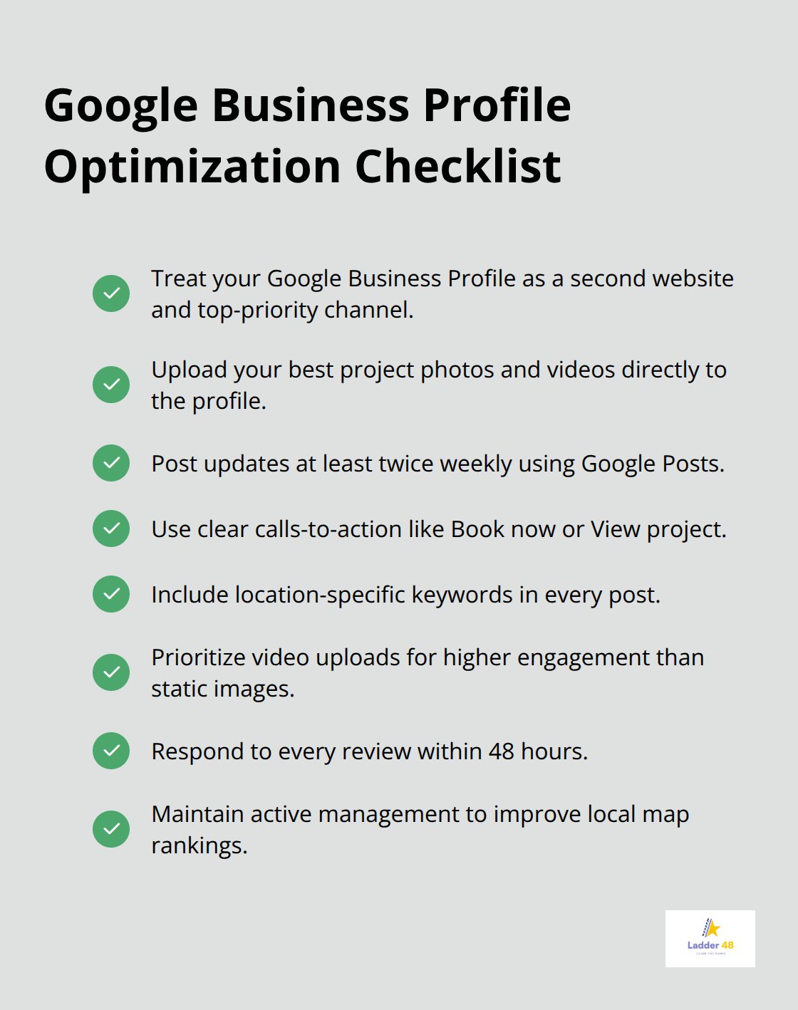 Actionable steps to improve your Google Business Profile visibility and engagement - content ideas for contractors