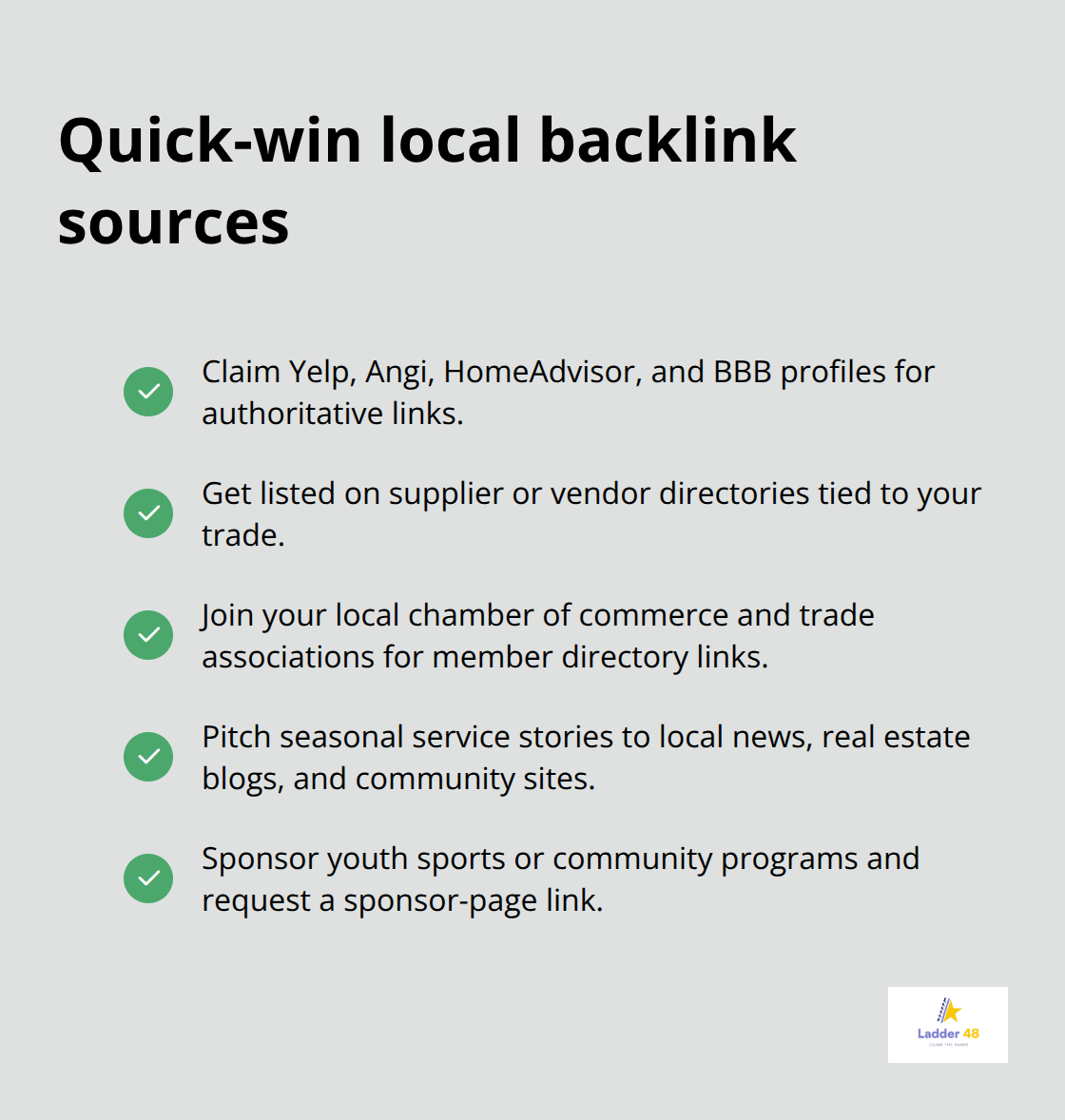 Checklist of practical local link opportunities contractors can pursue. - contractor seo for rankings