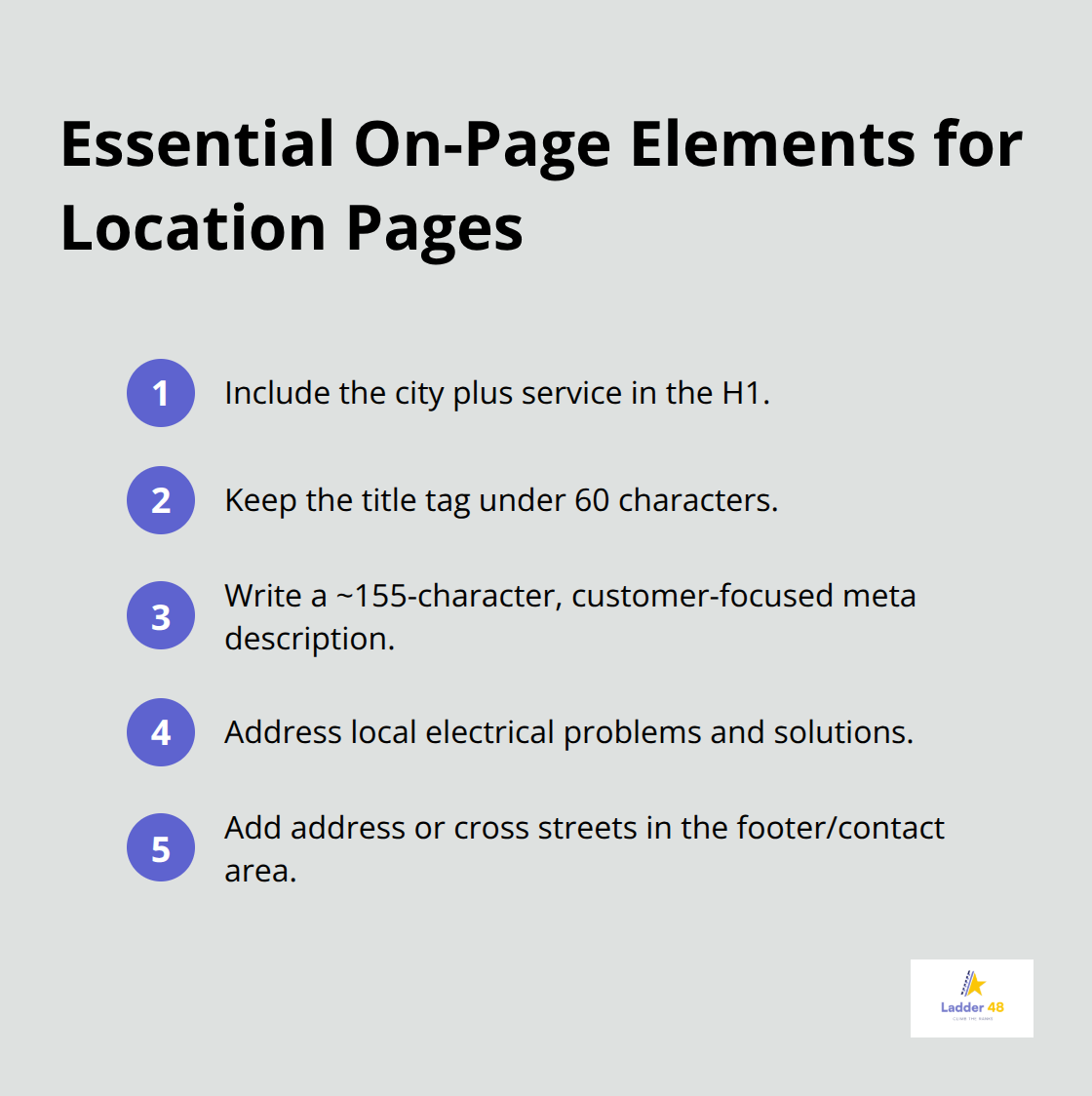 Key elements to optimize on service area pages for electricians - electrician service area seo