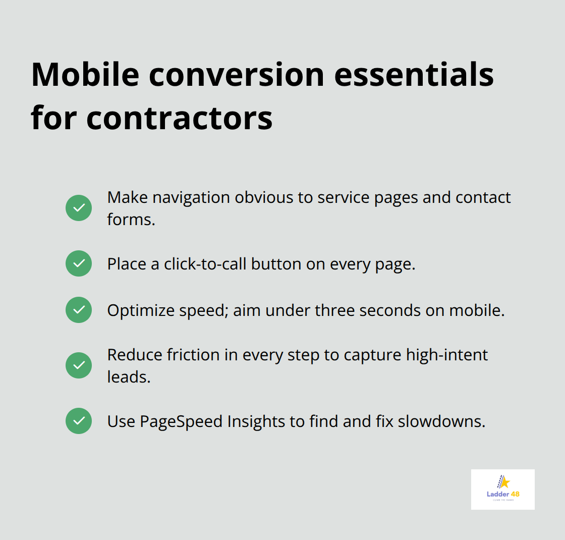 Checklist of mobile-first actions that turn searches into calls