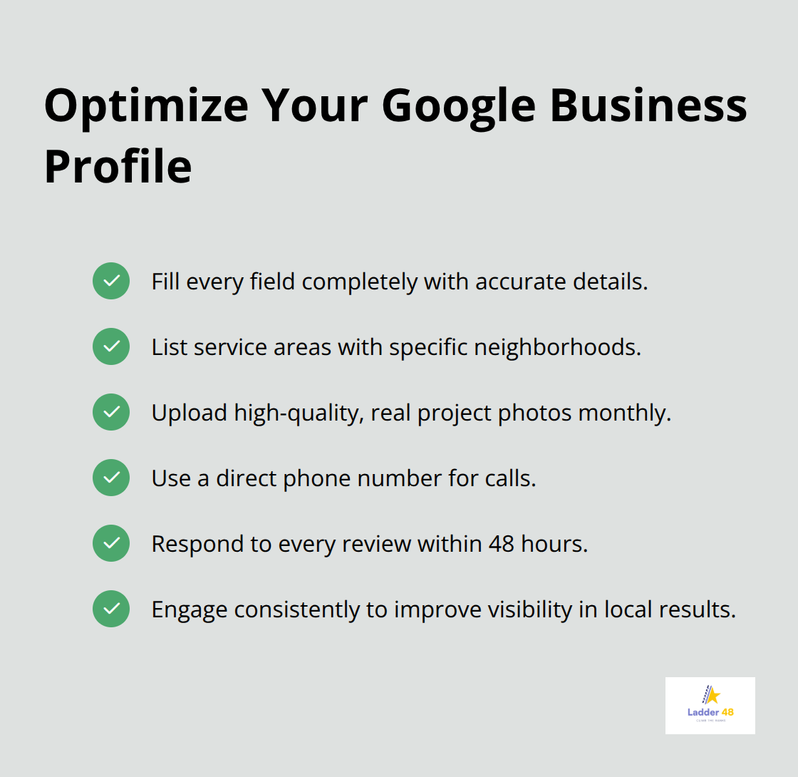Checklist of key actions to fully optimize a Google Business Profile for contractors in the United States. - local contractor seo 2027
