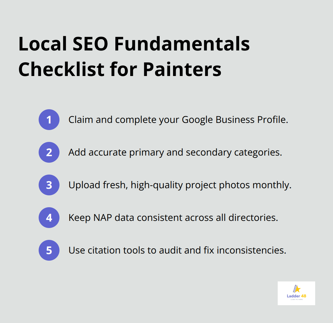 Checklist of core local SEO tasks for painting contractors - paint contractor seo strategy