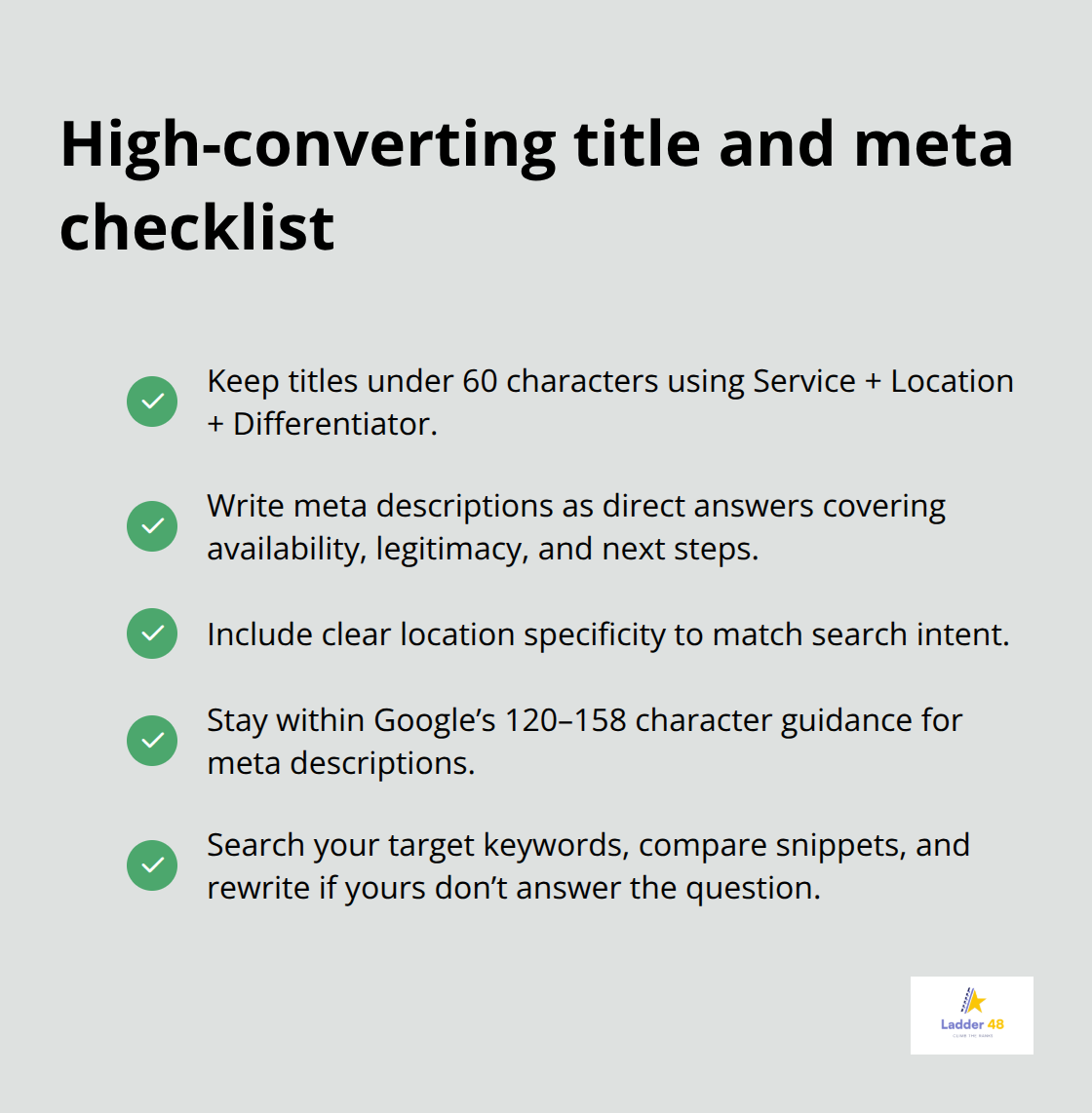 Checklist of best practices for title tags and meta descriptions - painter website optimization