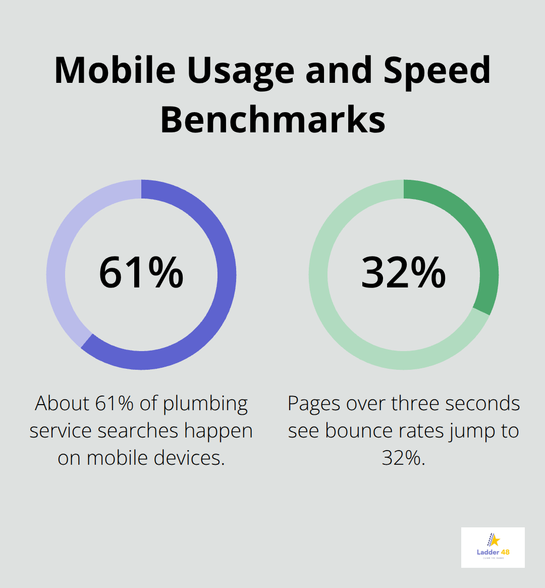 Chart visualizing mobile search share and bounce rate impact from slow pages for plumbing websites - plumber seo basics