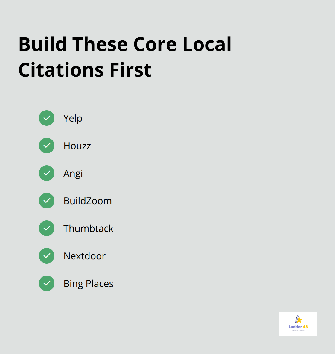 Checklist of priority directories for contractor local citations - rank higher contractor websites