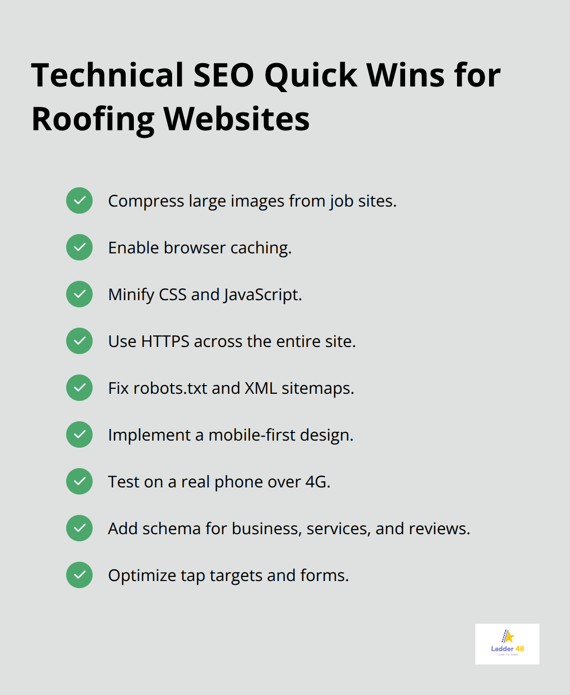 Checklist of technical SEO improvements to boost local rankings and conversions. - roofer seo services